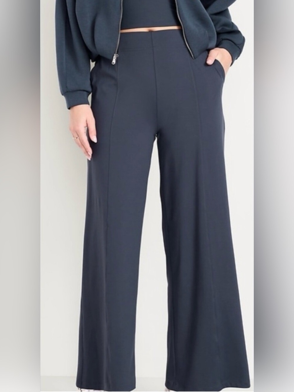 Old Navy High-Waisted PowerSoft Trouser Pants in dark blue